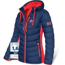 Nebulus Damen Jacke MERIK, warme Outdoorjacke, praktische & vielseitige Übergangs- & Winterjacke, navy-rot - L/40 von Nebulus