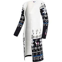 Nebulus Damen Jacke NOORS, warme Strickjacke, Strickmantel im Norweger-Style, weiß-schwarz - XXL/44 von Nebulus