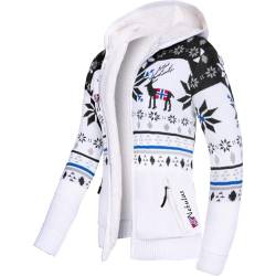 Nebulus Damen Jacke NORON, mit Kapuze, schicker Pullover im Norweger-Style (XXL/44, Offwhite-schwarz) von Nebulus