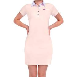 Nebulus Damen Polokleid Adela, luftiges Sommerkleid, leichtes Frühlingskleid, rosa-weiß - XL/42 von Nebulus
