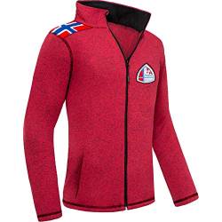 Nebulus Herren Fleecejacke NORSKY, warme Fleece Jacke, mit langem Full-Zip Reißverschluss, rot meliert - S von Nebulus