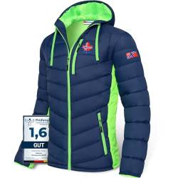 Nebulus Herren Jacke MERIK, warme Outdoorjacke, praktische & vielseitige Übergangs- & Winterjacke, navy-lime - XL von Nebulus