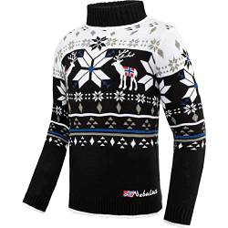 Nebulus Herren Norweger Strickpullover Stag, lässiger Pullover, vielseitig, schwarz - M von Nebulus