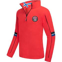 Nebulus Herren Pullover Graphical, Warmer Fleecepullover, Pulli aus Fleece mit Half Zip Reißverschluss, rot - XL von Nebulus