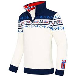 Nebulus Herren Strickpullover Steen, gefütterte Jacke, warm und flauschig, Offwhite-Navy - M von Nebulus