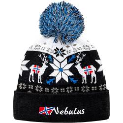 Nebulus Unisex Mütze Inverno, mit Norweger Muster, mit Bommel, schwarz-weiß - OS von Nebulus