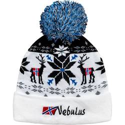 Nebulus Unisex Mütze Inverno, mit Norweger Muster, mit Bommel, weiß-schwarz - OS von Nebulus