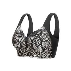 Necalisi BH Damen Sport BH Damen schwarz-1 Damen Blumen Spitzen BH Push Up Büstenhalter Rund Zart Ohne Buegel Bralette Bustier Bequemer Ungepolstert Bra BH Push up 100D von Necalisi