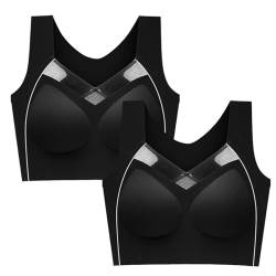 Necalisi BH Damen ohne bügel Schwarz (2pcs) Damen-Sport-BH mit Trägern, offener Rücken, gepolstert, niedlich, mittlere Wirkung für bequemes Training BH für große Brust 90B von Necalisi