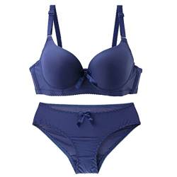 Necalisi BH Set Damen blau Buegel BH Damen Komfort Push Up Stretch Bralette Sexy Deep V Bustier T-Shirt Bra Push up Bra 90B von Necalisi