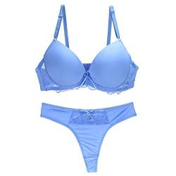 Necalisi BH Set blau Damen Sexy 1/2 Cup Spitze BH Soft Mesh Bügel BH Unlined Durchsichtig Damen Spitze BH Verstellbare Träger 85B von Necalisi