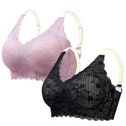 Necalisi BH Sport BH starker Halt Rosa+Schwarz Bustier Damen BH ohne Buegel | Wohlfühl Bustiers Tops | Bügelloser Soft Bra | Push up BH 115B von Necalisi