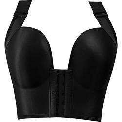 Necalisi BH mit Spitze BH mit Verschluss vorne Schwarz Damen Sport BH Ohne Bügel Kreuz Rücken Yoga Bustier Gepolsterter Push up BH 95D von Necalisi