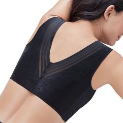 Necalisi BH ohne bügel Schwarz Damen Sport BH Starker Halt Große Größe Gekreuzt Rücken Gepolstert Fitness Lauf Joggen Yoga Bra Damen BH Push up 100C von Necalisi