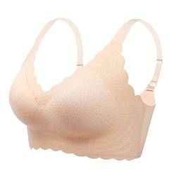 Necalisi BHS Frauen Damen Blumen Spitzen Bralette Bustier Ohne Bügel BH Gepolstert Cup Comfort Bra Unterwäsche Push up BH Top für Women super Push up BH hellgelb 110B von Necalisi