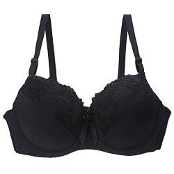 Necalisi BHS Frauen Schwarz Damen Blumen Spitzen Bralette BH Bustier Bügel BH Gepolstert Cup Comfort Bra Unterwäsche BH für große Brust 95D von Necalisi