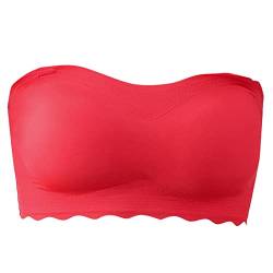 Necalisi Bandeau BH Damen Rot Atmungsaktive Nahtlose Tube Top Trägerlosen Bandeau-BH Bequeme Unterwäsche BHS für Frauen Ohne Buegel BHS Frauen 110 D von Necalisi