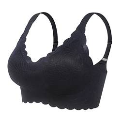 Necalisi Damen BH Schwarz Damen Blumen Spitzen Ohne Bügel,Racerback Spitzen BH Triangel Bralette Padded Unterwäsch Bustier Crop Dessous Bralette Top super Push up BH 105B von Necalisi