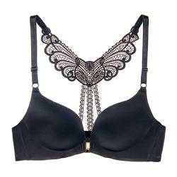 Necalisi Damen-BHS Vorderverschluss BH Schwarz Damen-BHS Push up Bra T-Shirt BH Damen Ohne Buegel Regulierbare Träger Nicht Gepolsterter Bustier Damen Maximizer Push up BH 80A von Necalisi