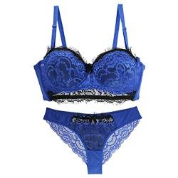 Necalisi Damen unterwäsche Set BH und Slip Blau Damen Übergröße Perfekt Push Up hinzufügen Bügel-BHS Damen Soft Bra Dessus unterwäsche 85E von Necalisi