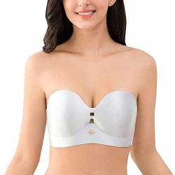 Necalisi Push up BH Grau Damen Trägerloser BH Ohne Bügel Nahtlos Bandeau BHS Push Up RüCkenfrei BH Unterwäsche mit Abnehmbare Träger Push up Bra 105D von Necalisi