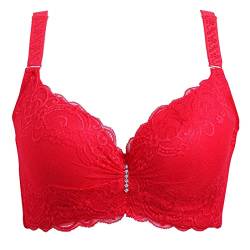 Necalisi Push up BH rot Damen BHS Elegant Vollschalen Bügel BH Spitzen BH Push up BH Bustier Damen Soft Bra Verstellbaren Träger BH Push up extrem 100E von Necalisi