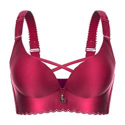 Necalisi Push up Dirndl BH Weinrot Damen Sport BH Ohne Bügel Push Up Bustier Büstenhalter Sptizen Bra Top Starker Impact BH für Fitness Joggen Training super Push up BH 95E von Necalisi