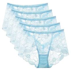 Necalisi Ultra Soft Panties 5er-Pack Hellblau Baumwolle Unterwäsche Hohe Taille Slips Hoher Taillenslip für Frauen Mehrpack String Frauen XL von Necalisi
