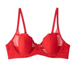 Necalisi sexy unterwäsche für Frau Rot Damen BH Buegel Bauchfrei Spitzen Top Bralettes BH Spitzentop Büstier BH Grosse grössen 85B von Necalisi