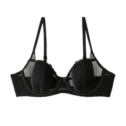 Necalisi sexy unterwäsche für Frau Schwarz Damen Push Up BH mit floraler Spitze gepolsterter Bügel BH Komfort BH BH Grosse grössen 70D von Necalisi