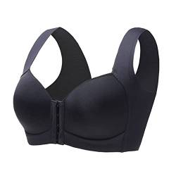 Necalisi sportbekleidung BH mit Verschluss vorne Schwarz BH für hohe Belastungen, für Yoga, Fitnessstudio, Training, Fitness, Übergröße BH Damen Push up 115C von Necalisi