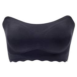 Necalisi trägerloser BH Push up Schwarz Bandeau BH Gepolsterter Trägerloser Brarette BH Nahtloser Bandeau Tube Top BH Damen-BHS 100 D von Necalisi