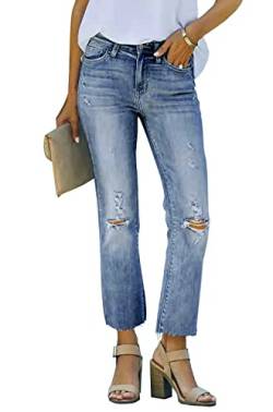 Necooer Damen-Jeans, Vintage-Stil, gerissen, dehnbar, locker, Boyfriend-Design, Denim-Hose, A-blau, XX-Large von Necooer