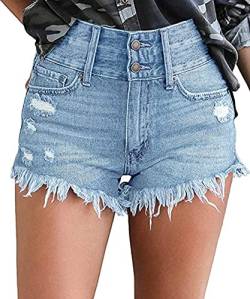 Necooer Damen Jeans 3 Buttons Raw Edge Denim Shorts von Necooer