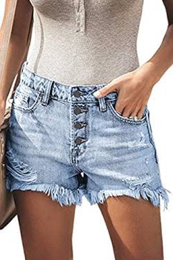 Necooer Jeansshorts Damen Jeans 4 Knöpfe von Necooer