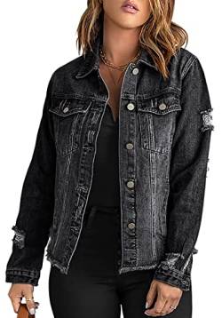 Necooer Langarm-Jeansjacke Kurz Geschnittene Jeansjacke Mit Fransen Für Damen Authentics Jeansjacke von Necooer