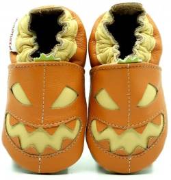 (Halloween, 28 EU) Lederpuschen Lederpatschen Lederschuhe Kinder Hausschuhe Kinderschuhe Kinderhausschuhe weiche Leder Krabbelschuhe Junge Mädchen Kleinkind Lederhausschuhe Puschen Lauflernschuhe von Need Sleep