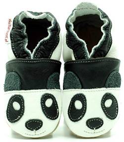 (Panda, 28 EU) Lederpuschen Lederpatschen Lederschuhe Kinder Hausschuhe Kinderschuhe Kinderhausschuhe weiche Leder Krabbelschuhe Junge Mädchen Kleinkind Lederhausschuhe Puschen Lauflernschuhe von Need Sleep