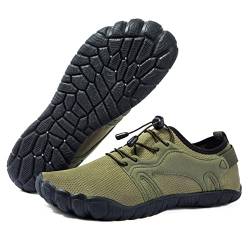 NeedBo Barfußschuhe Herren Schnelltrocknend Wasserschuhe Tauchen Surfen Badeschuhe Wassersport Breite Zehen Strandschuhe, Armeegrün, 45 EU von NeedBo