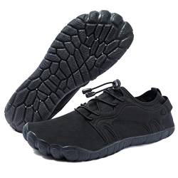 NeedBo Barfußschuhe Herren Schnelltrocknend Wasserschuhe Tauchen Surfen Badeschuhe Wassersport Breite Zehen Strandschuhe, Schwarz, 44 EU von NeedBo