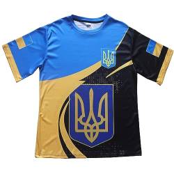 Neenux Ukraine Unterstützung Dreizack Flagge Themenshirt 2023 Verteidigung Zweiseitiges Herren-T-Shirt (2X-Large) von Neenux