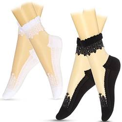 Neer 2 Paar Damen Knöchel Mesh Socken Sommer Transparente Spitzen Socken von Neer