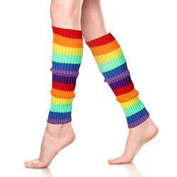 Neer Damen Beinstulpen Gerippte Beinlinge 80er Jahre Lange Beinwärmer Stiefel Knöchelwärmer (Regenbogen) von Neer