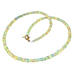 925 Sterling Silber 3 mm bis 4 mm natürliche äthiopische Welo Feueropal facettierte Rondelle Edelstein Perlen Halskette für Frauen | AAA-Qualität Opal perlen | 18-Zoll-Opal-Halskette | Opalschmuck von Neerupam Collection