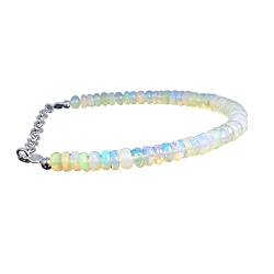 925 Sterling Silber 5 mm natürlicher äthiopischer Welo Feueropal facettierte Rondelle Edelstein Perlen Armband für Frauen | AAA-Qualität Opal perlen | 7-Zoll-Opal-Armband | Opalschmuck von Neerupam Collection