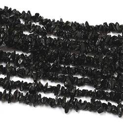 Neerupam Collection Afghanistan Schwarze natürliche Schwarze Spinell-Edelstein Uncut Chip-Perlen 33 Zoll 2 Zeilen losen Strang von Neerupam Collection