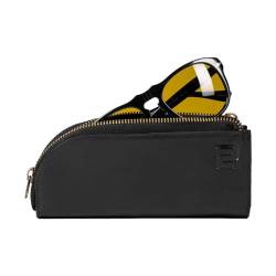 Negotia Delta Unisex Brillenetui Leder - Luxury Sonnenbrillenetuis Reißverschluss-Tasche - Brillenetui für 2 Brillen - Brillentasche - Brillenhülle - Glasses Case - Schwarz von Negotia