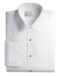 Neil Allyn Herren Smokinghemd, Poly/Baumwolle, Laydown-Kragen, 1/4 Zoll Falte (39,5 x 81,3 cm) Weiß von Neil Allyn