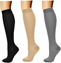 Nein 3 Paar Stützstrümpfe/Kompressionsstrümpfe/Kompressionssocken/Compression Socks/Strümpfe Kompression/Laufsocken/Thrombosestrümpfe/Reisestrümpfe/Kniestrümpfe/für Damen und Herren von Nein