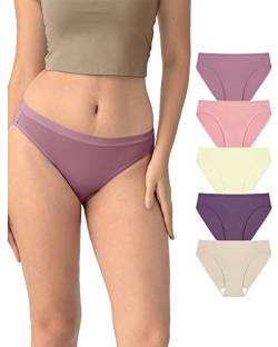 Neione Damen Modal Brazilian Unterhosen Frauen Invisible Unterwäsche Unsichtbare Bikini Slip Stretch Bequeme Panty Damenunterwäsche 5er Pack Nikirose XL von Neione